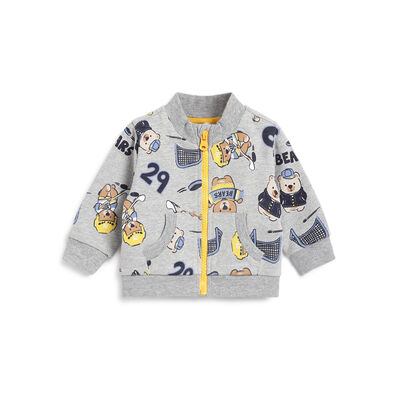 Boys Light Grey Printed Sweatshirt